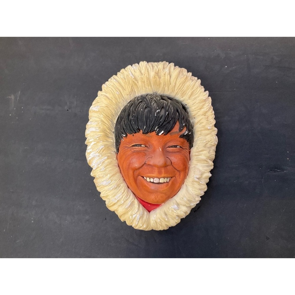 Vintage Bossons Chalkware Head Eskimo Inuit Character Wall Mask Plaque England